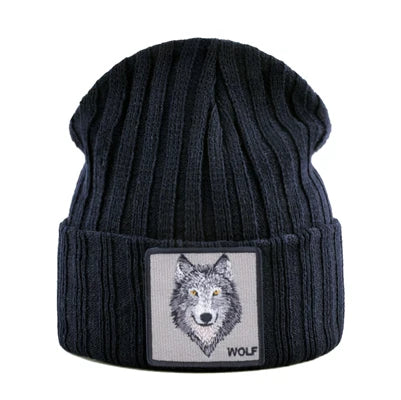 New Fashion Knitted Hats For Men Women Wolf Pattern Skullies Beanies