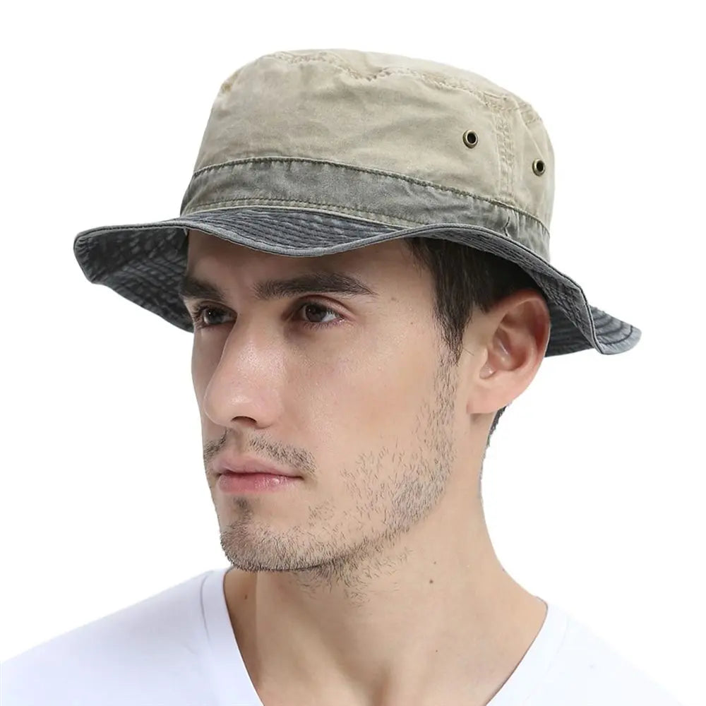 Bucket Hats for Men Washed Cotton Outdoor Panama Hat Summer Fishing Hunting Cap