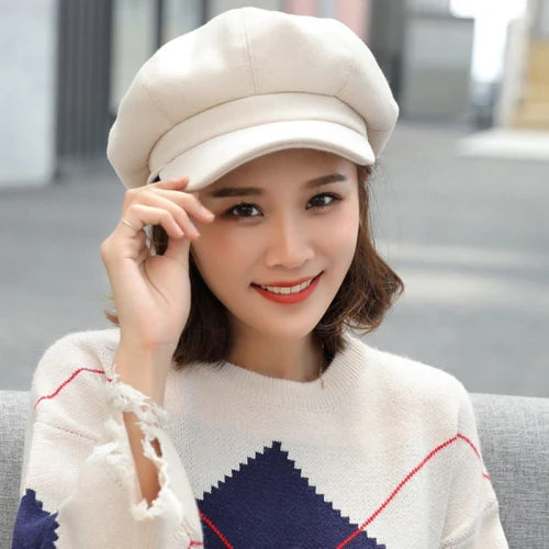 Men Lady Casual Wool Hat Winter Beret Women Painter Cap