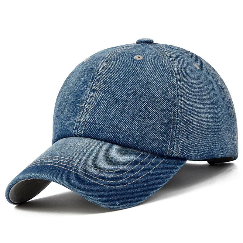Unisex Solid Denim Baseball Cap Blank Washed Jean Hat Casquette Adjustable