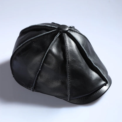 Young Middle-Aged Men Leather Octagonal Painter Hat
