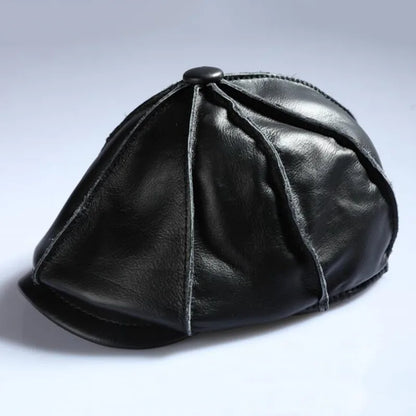 Young Middle-Aged Men Leather Octagonal Painter Hat
