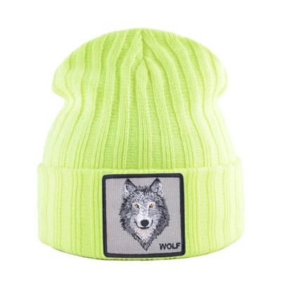 New Fashion Knitted Hats For Men Women Wolf Pattern Skullies Beanies