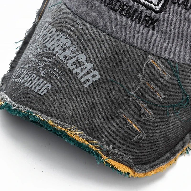 Unisex Washed Denim Baseball Cap For Men Women 1969 Letter Streetwear Cap