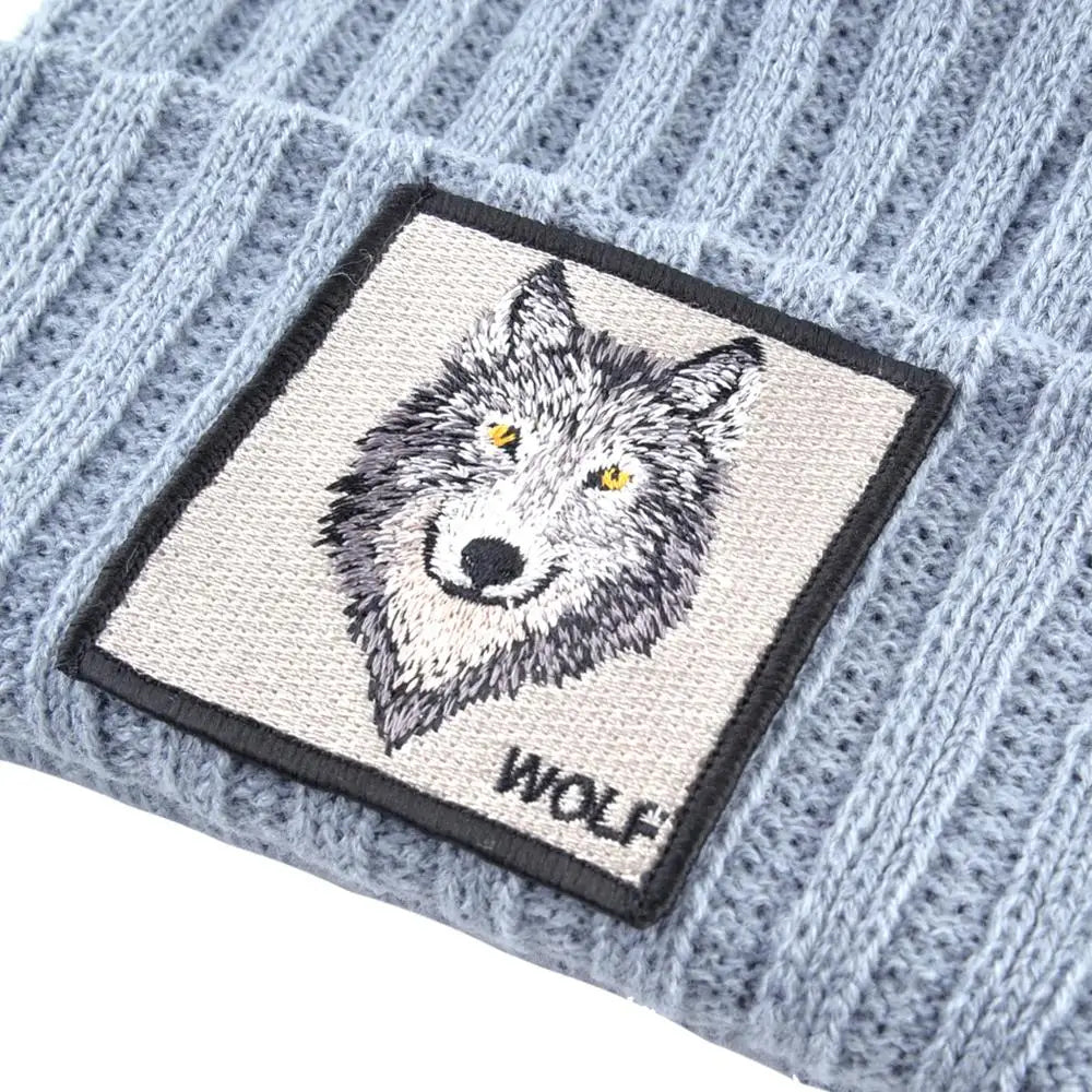 New Fashion Knitted Hats For Men Women Wolf Pattern Skullies Beanies