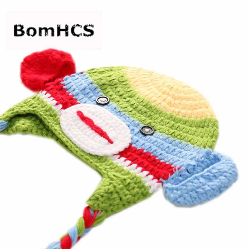 Colorful Monkey Handmade Knit Beanie Winter Warm Kids Cute Big Ears Hat