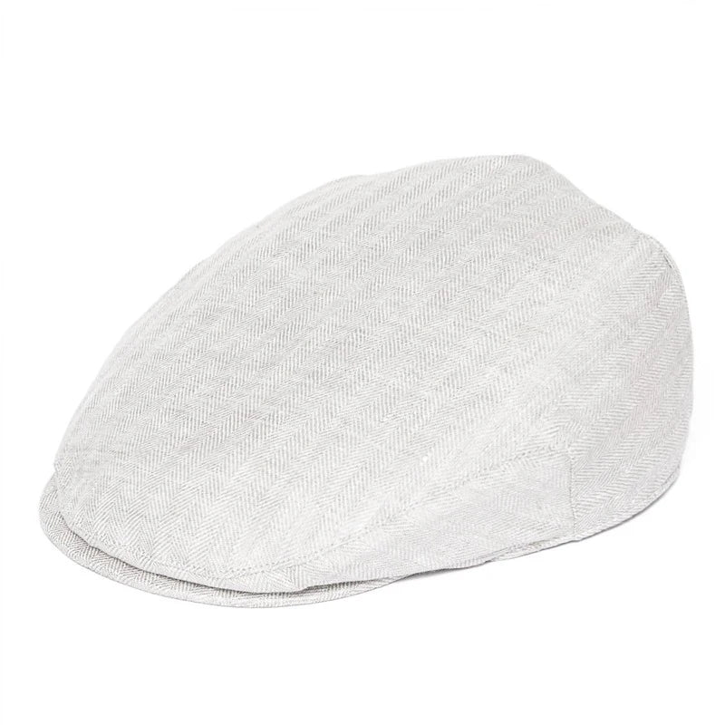 Linen Flat Cap For Men Women Herringbone Linen Newsboy Cap