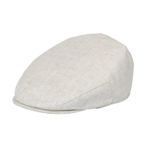 Linen Flat Cap For Men Women Herringbone Linen Newsboy Cap