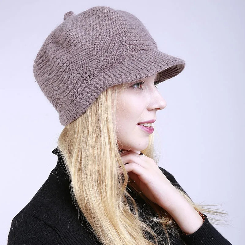 Fashion Knitting Solid Color Thicken Women Winter Hat
