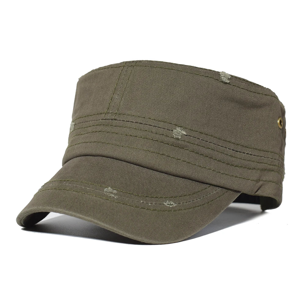 Four Seasons Washed Cotton Flat Caps Men Women Military Cap