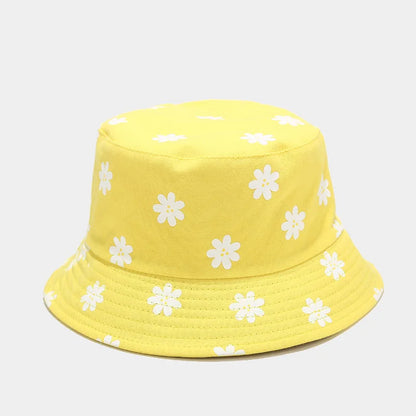 Four Seasons Cotton Flower Print Bucket Hat Fisherman Hat Outdoor Travel Cap for Men and Women
