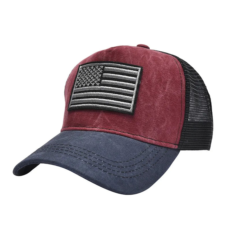 Custom USA Flag Baseball Cap Sports Trucker Caps