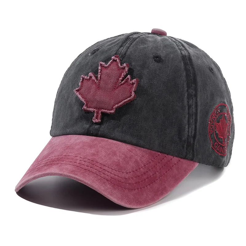 Unisex Washed Cotton Vintage Cap Canada Baseball Cap Men And Women