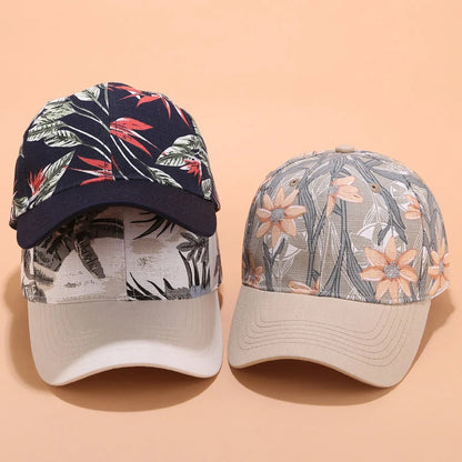 Flower Print Women Baseball Cap Female Adjustable