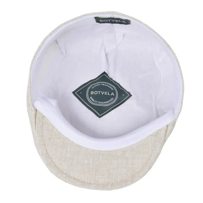 Linen Flat Cap For Men Women Herringbone Linen Newsboy Cap