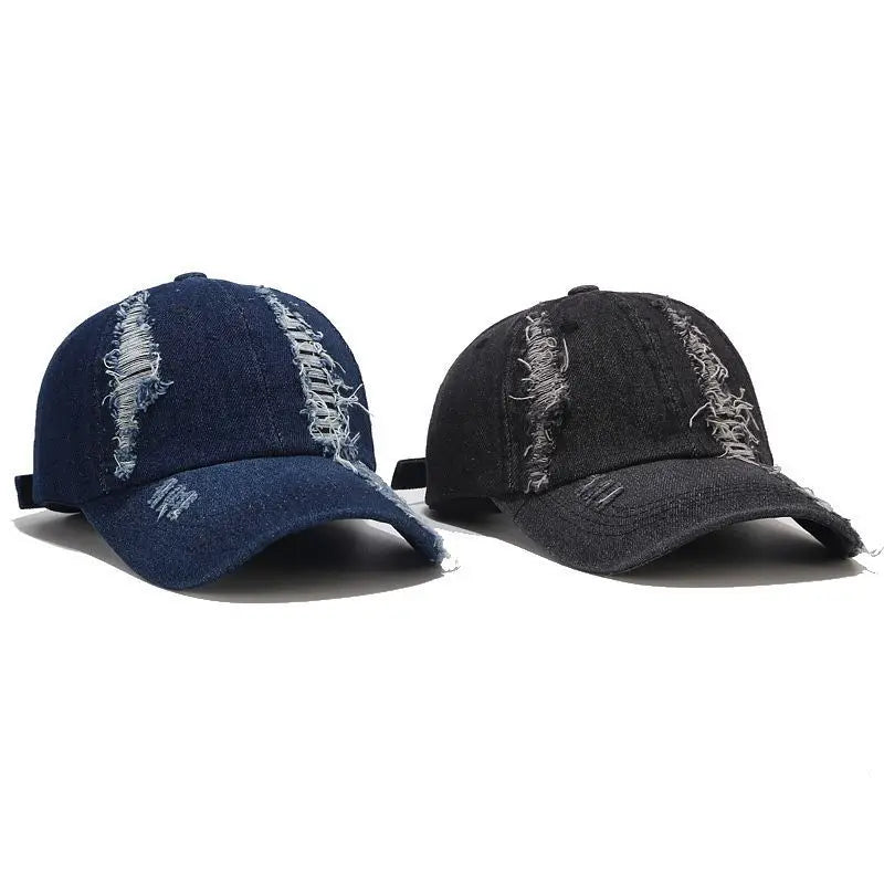 Tide Washed Denim Ripped Baseball Cap Spring Cotton Snapback Hat