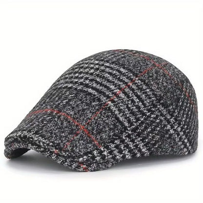 Men Beret Plaid Thick Hat For The Elderly Advanced Winter Autumn Cap