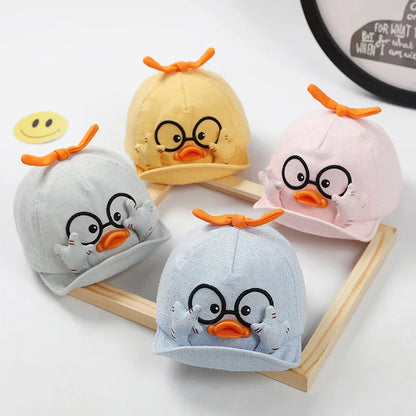 Summer Kids Mesh Baseball Caps Baby Lovely Cartoon Duck Cotton Hats Girl Boys  1-10M