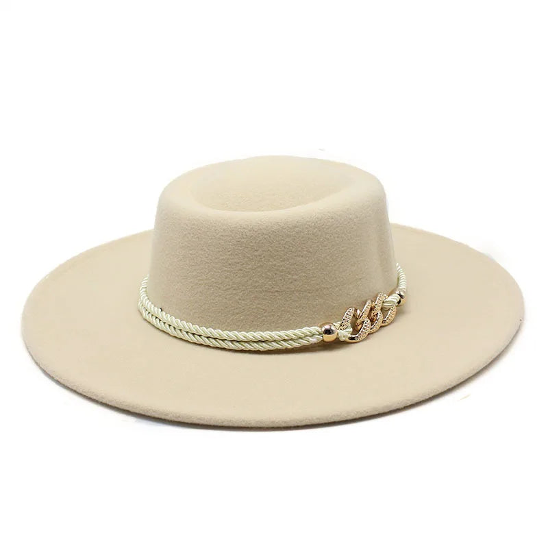 Wide Brim Felt Fedora Hat Women Men Wool Derby Top Hats