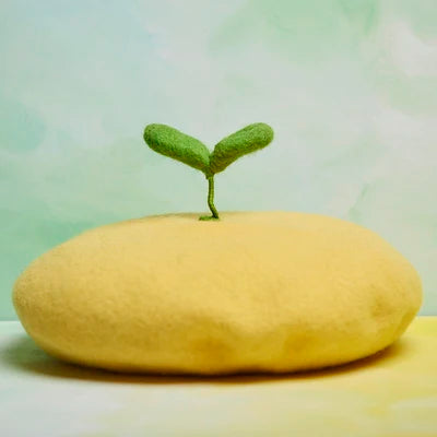 Women Handmade Beret Hat Female Hat Autumn Wool Felt Cloud Painter Cap