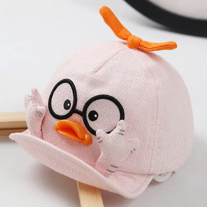 Summer Kids Mesh Baseball Caps Baby Lovely Cartoon Duck Cotton Hats Girl Boys  1-10M
