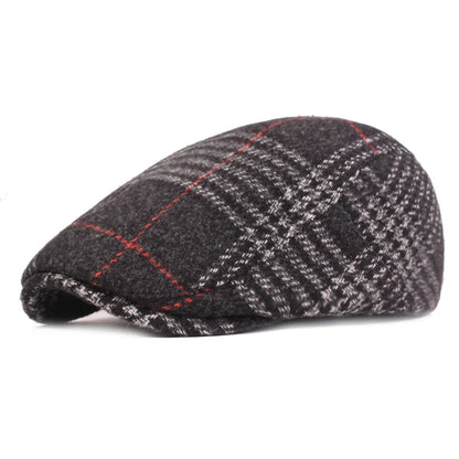Men Beret Plaid Thick Hat For The Elderly Advanced Winter Autumn Cap
