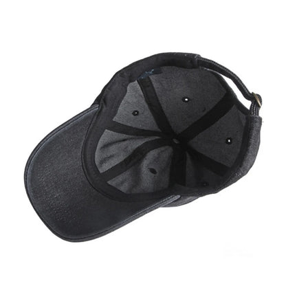 Casual Washed Cotton Baseball Cap Men Solid Black Blue Denim Dad Hat