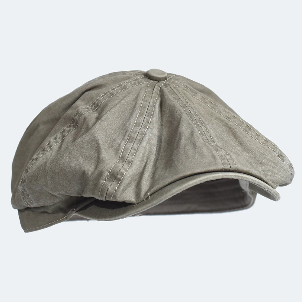 Washed Cotton Newsboy Cap Peaky Octagonal Hat