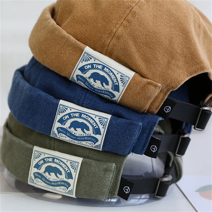Fashion Cotton Brimless Hat Men Women Retro Skullcap Melon Docker Cap