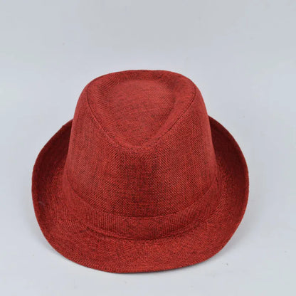 Spring And Summer Men's Hats Fedoras Imitation Linen Top Jazz Hat