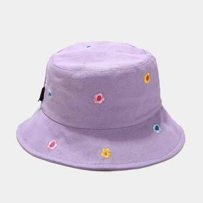 Cotton Flower Embroidery Bucket Hat Fisherman Hat