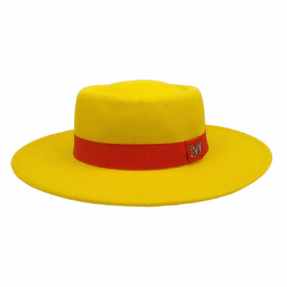 Winter Women Red Wool Felt Fedora Hat 8cm Wide Brim Ladies