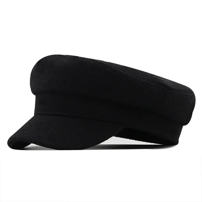Classic Black High Quality Military Hat For Women Spring Autumn Winter Hats