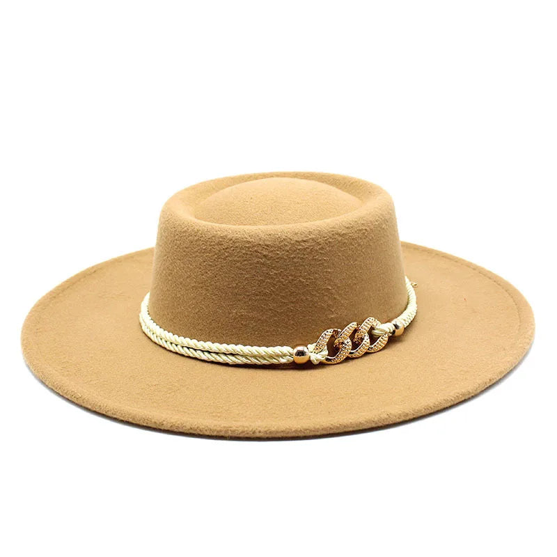 Wide Brim Felt Fedora Hat Women Men Wool Derby Top Hats