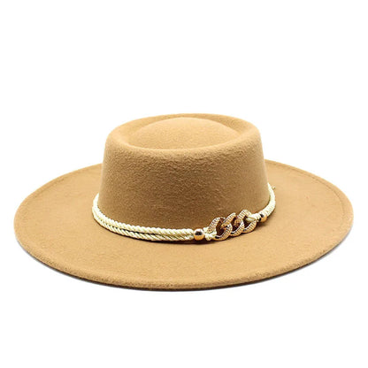 Wide Brim Felt Fedora Hat Women Men Wool Derby Top Hats