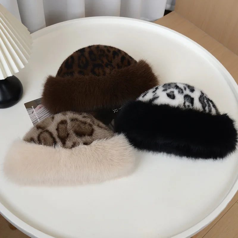 Factory Direct Wholesale Retro Leopard Print Plush Fur Hat