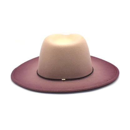 Gradient Large Brim Wool Vintage Felt Fedora Panama Hats