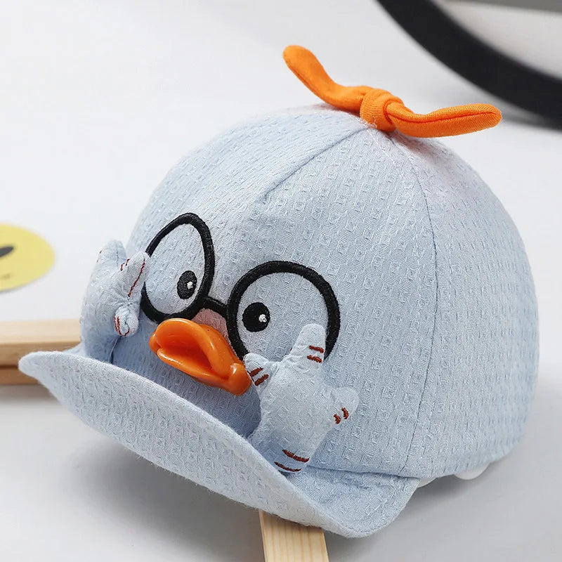 Summer Kids Mesh Baseball Caps Baby Lovely Cartoon Duck Cotton Hats Girl Boys  1-10M
