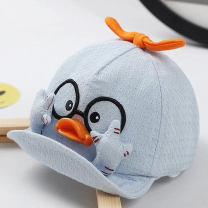 Summer Kids Mesh Baseball Caps Baby Lovely Cartoon Duck Cotton Hats Girl Boys  1-10M