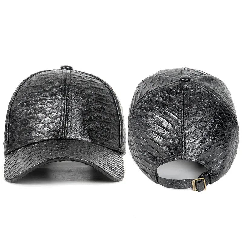 Men Women Novel Crocodile Pattern PU Leather Punk Sun Shade Baseball Cap