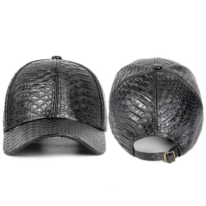 Men Women Novel Crocodile Pattern PU Leather Punk Sun Shade Baseball Cap