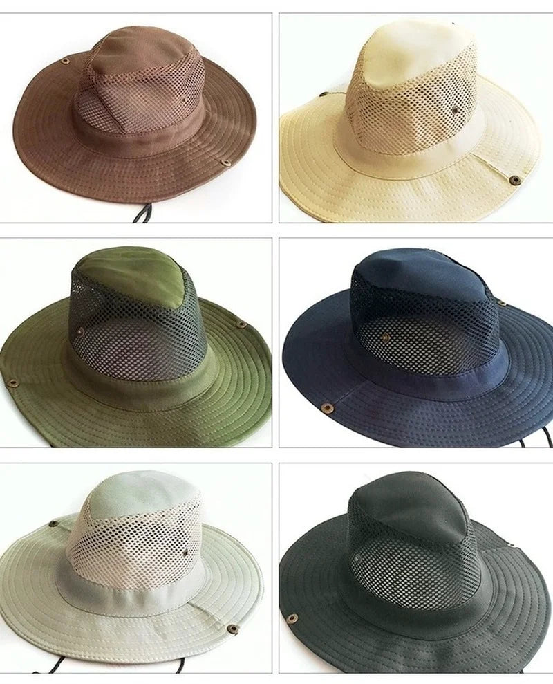 New Fishing Caps Men's Outdoor Hat Knight Cap Wide Straw Hat