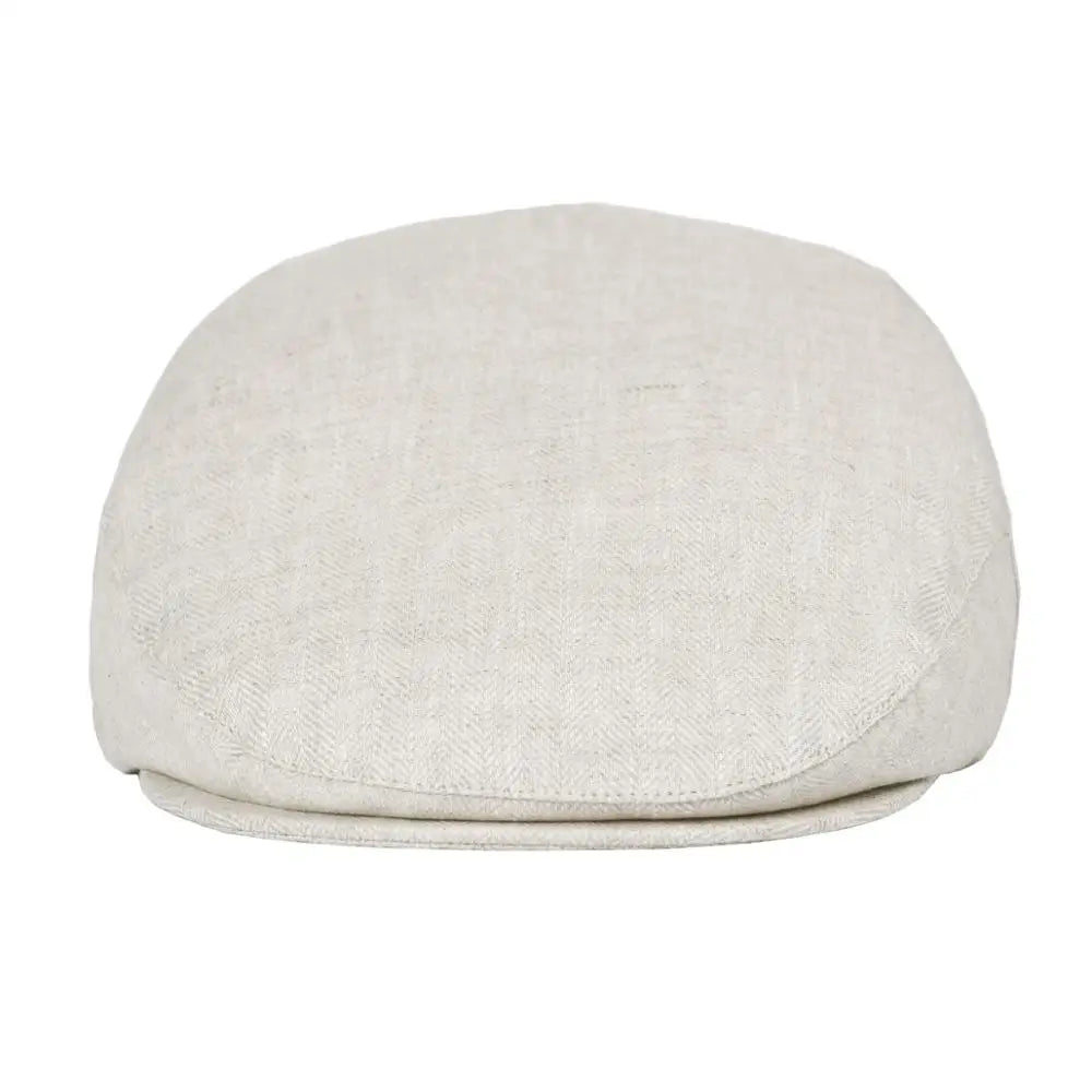 Linen Flat Cap For Men Women Herringbone Linen Newsboy Cap