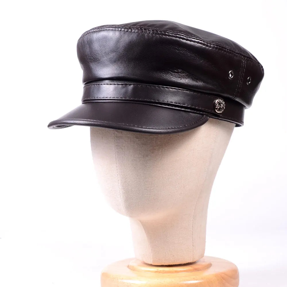 New Women's Ladies Genuine Leather Colorful Military Beret