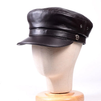 New Women's Ladies Genuine Leather Colorful Military Beret