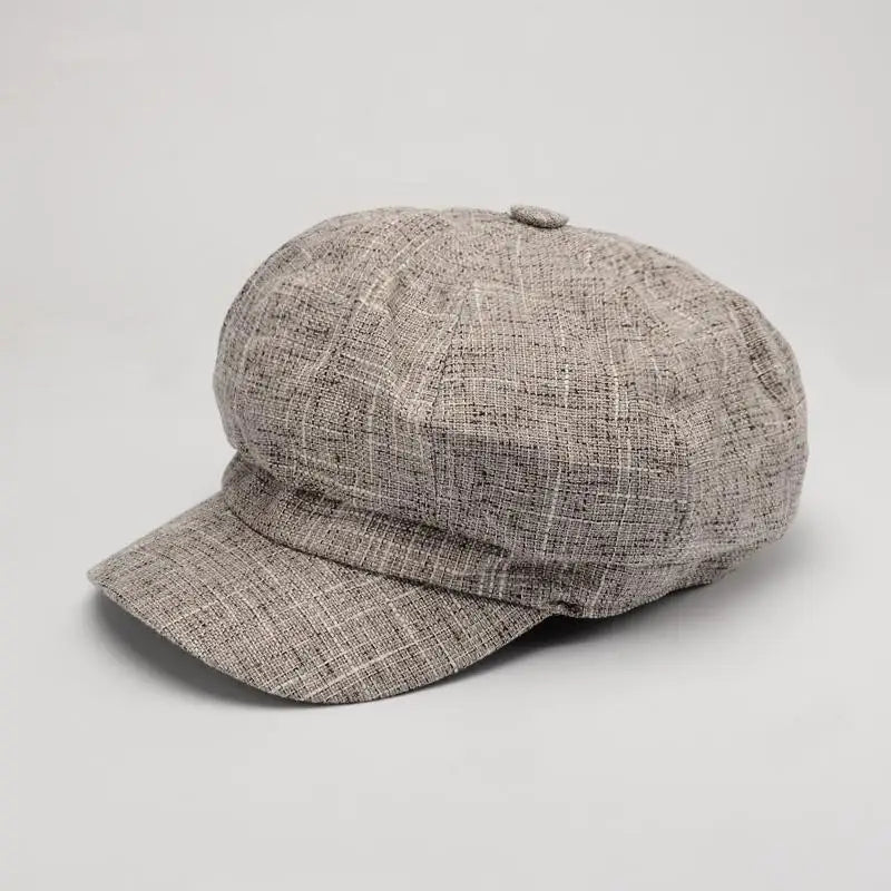 Newsboy Cap Octagonal Hat Plaid Beret Women Autumn Winter
