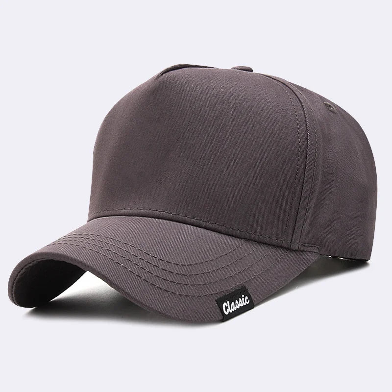 Big Head Hard Cotton 5 Panels Baseall Cap Outdoors Leisure Curved Peak Sun Hat