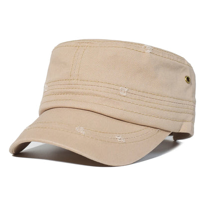 Four Seasons Washed Cotton Flat Caps Men Women Military Cap