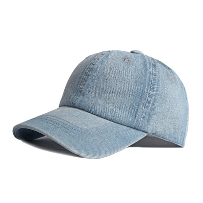 Casual Washed Cotton Baseball Cap Men Solid Black Blue Denim Dad Hat