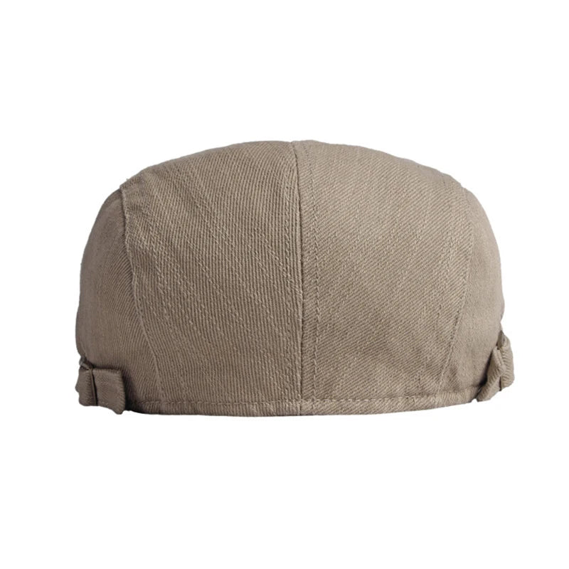 Spring Summer Beret Hat For Men Solid Black Gray Cotton Flat Cap